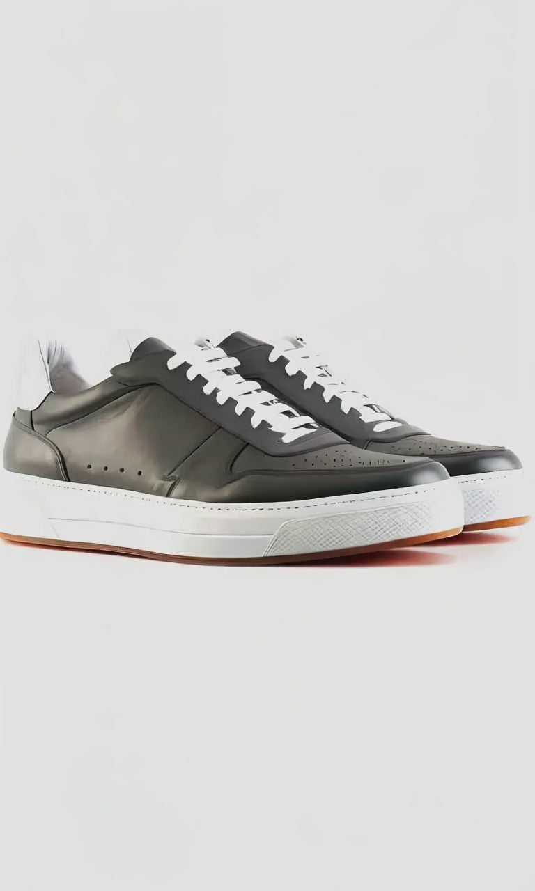 Gray Leather Sneakers